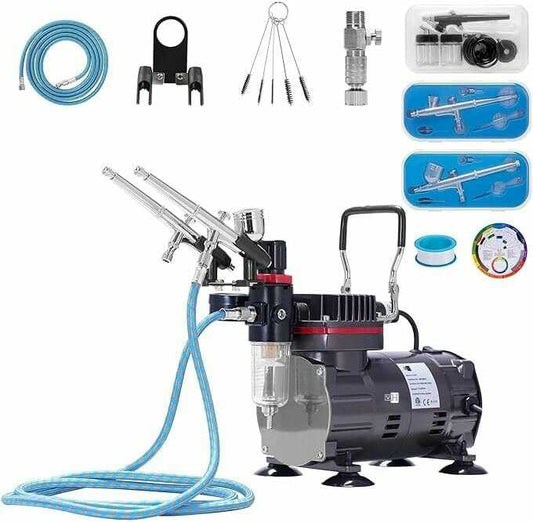 VH Airbrushing Kit with 1/5 HP Air Compressor and 3 Dual Action Professional Airbrush Gun 680