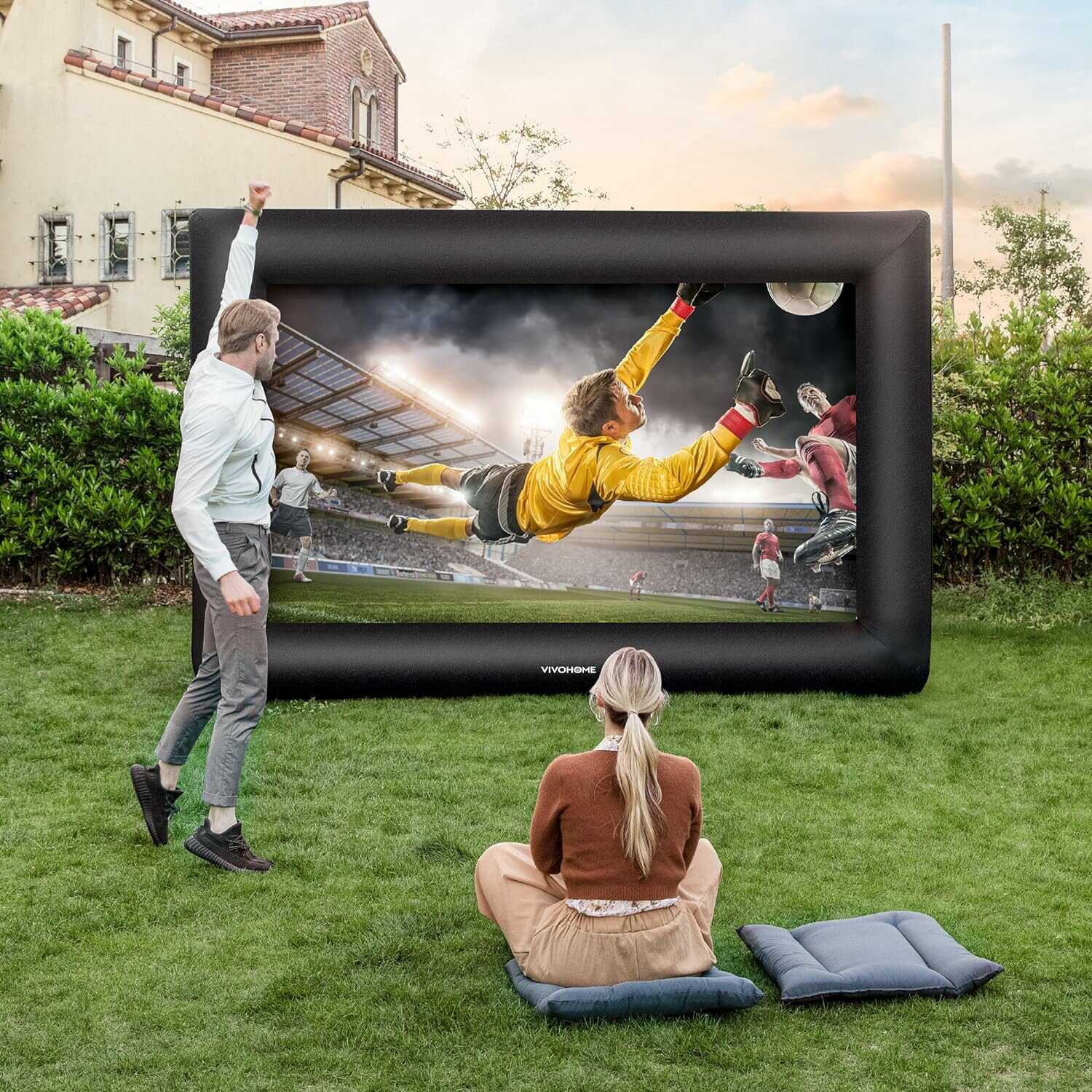 VIVOHOME Inflatable Projector Screen with Air Blower and Carry Bag