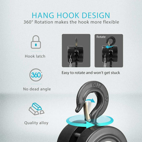 SPECSTAR Hand Chain Hoist with 2 Heavy Duty Hooks