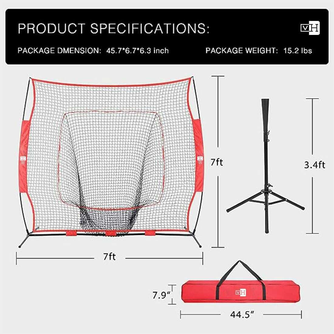 VIVOHOME Baseball Practice Net Set with Strike Zone Target and Carry Bag