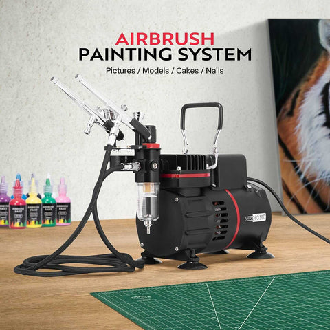 VIVOHOME Airbrushing Kit with Dual Fan Air Compressor and 3 Dual Action Airbrush Gun
