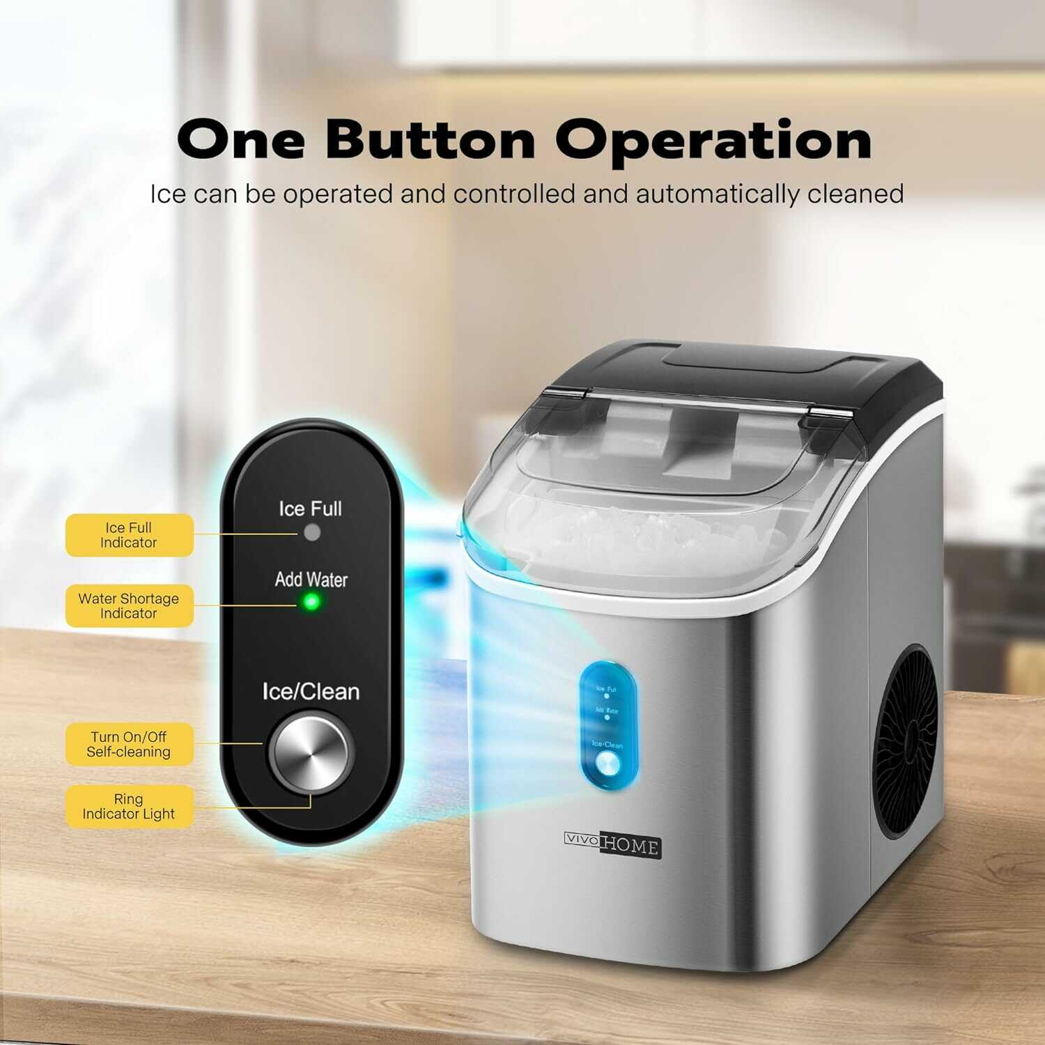 VIVOHOME Countertop Nugget Ice Maker Machine with Hand Scoop 10 Ice Bags 33lbs/Day