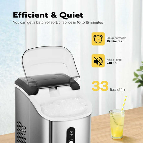 VIVOHOME Countertop Nugget Ice Maker Machine with Hand Scoop 10 Ice Bags 33lbs/Day
