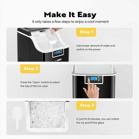 VIVOHOME Nugget Ice Maker Machine with Scoop and 10 Ice Bags 44lbs/Day