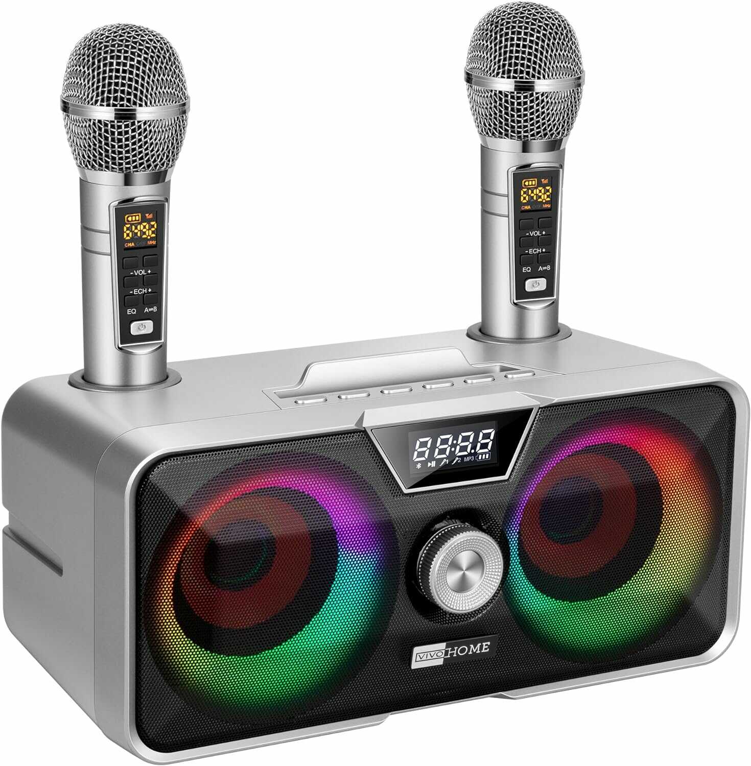 Karaoke Machine for Adults and Kids,Portable Bluetooth 2 Wireless Karaoke  Microphone with Holder/USB/TF Card/AUX-in, PA Speaker System for Home  Party