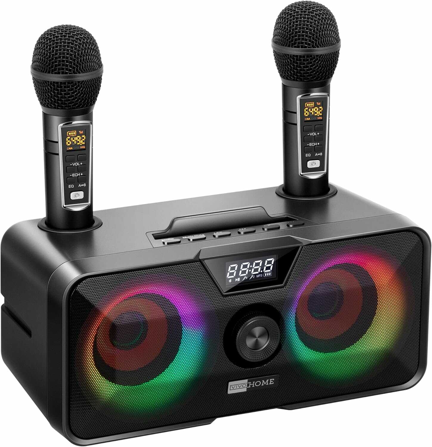 VIVOHOME Karaoke Machine Portable Bluetooth Speaker with 2 Wireless Mi