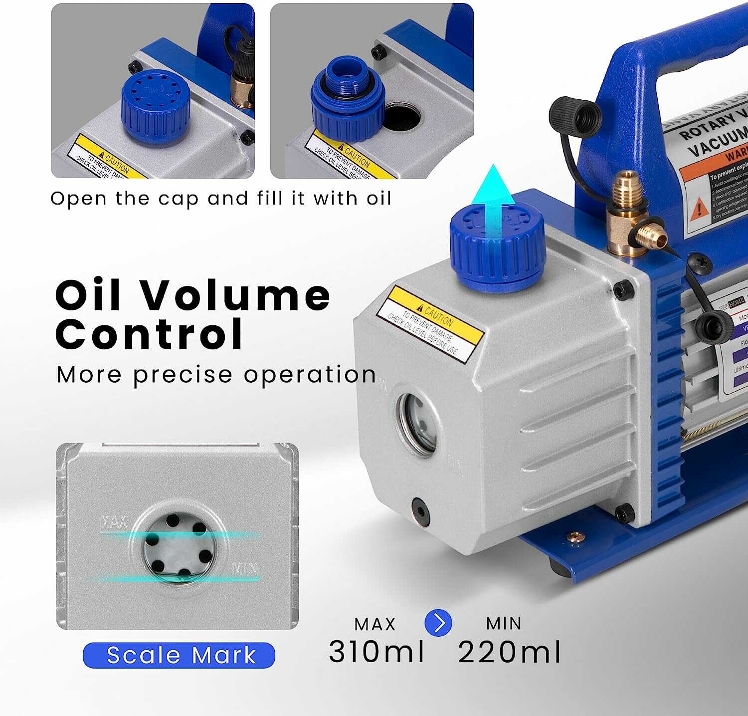 VIVOHOME Upgraded 4CFM 1/3 HP Single Stage Rotary Vane HVAC Vacuum Pump and AC Manifold Gauge Set Kit with Leak Detector