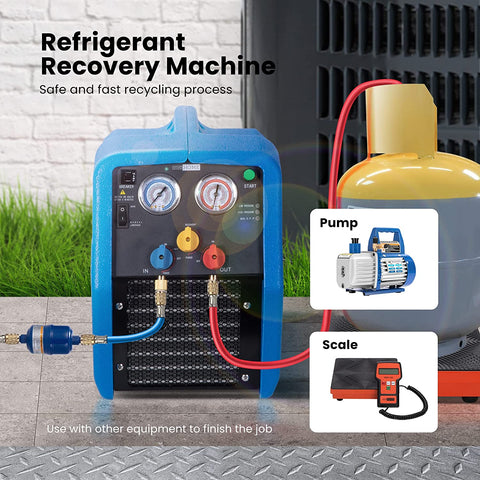 VIVOHOME Refrigerant Recovery Machine R1234YF 1 HP Dual Cylinder Portable