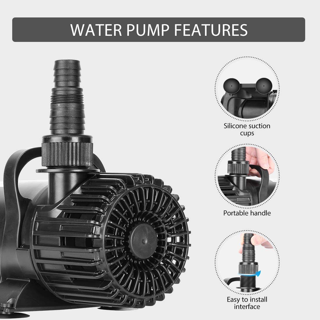 VIVOHOME Electric Submersible Water Pump for Waterfall Fountains Fish Tank and Aquarium 4500 GPH / 220W
