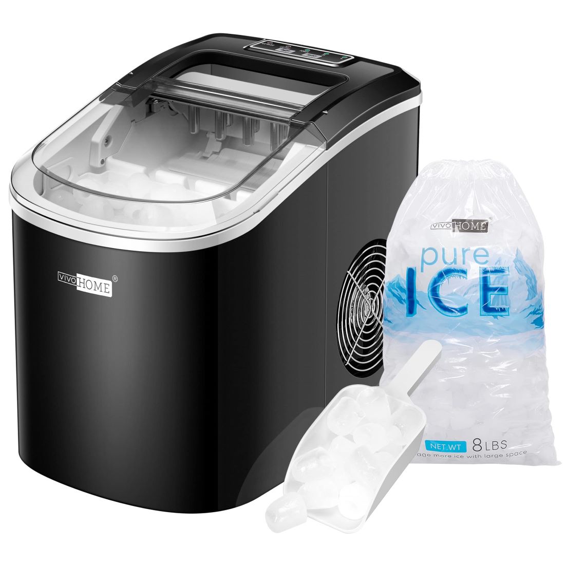 VIVOHOME Electric Portable Compact Countertop Automatic Ice Cube Maker Machine 26lbs/day Black