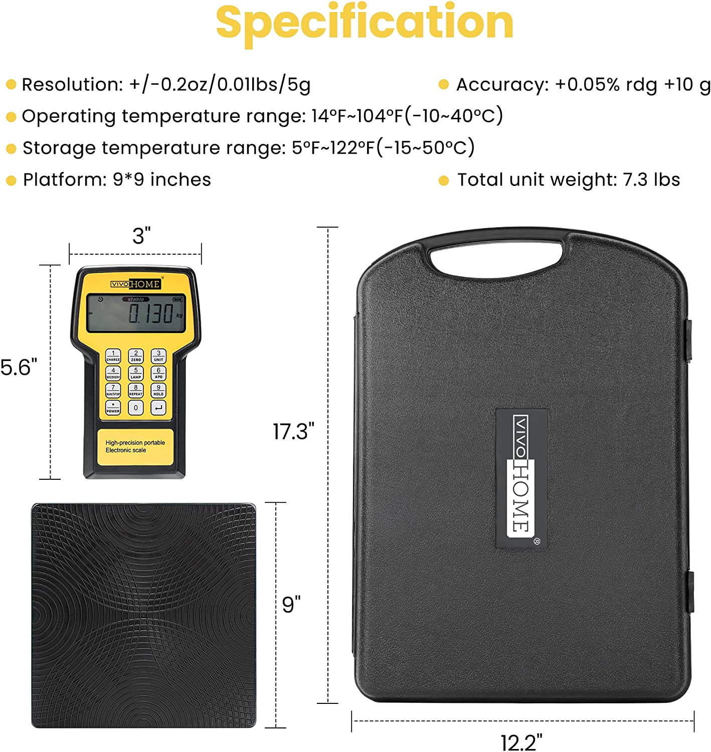 VIVOHOME Electronic Digital Refrigerant Charging Weight Freon Scale with Case 220Lbs