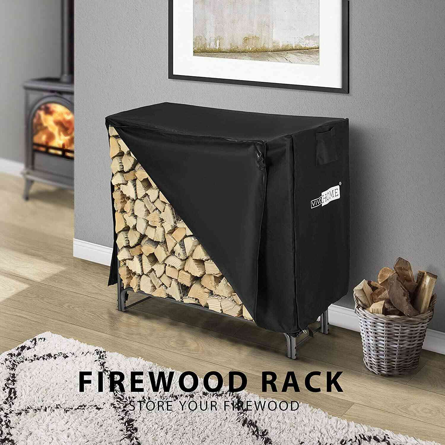 VIVOHOME Firewood Rack with Cover