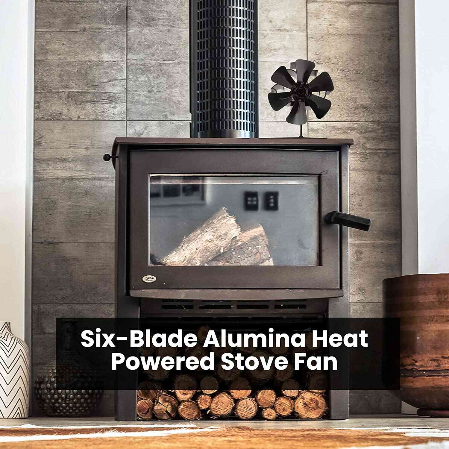 Wood Stove Fan, 6 Blades Wood Stove Fan Heat Powered, Fireplace