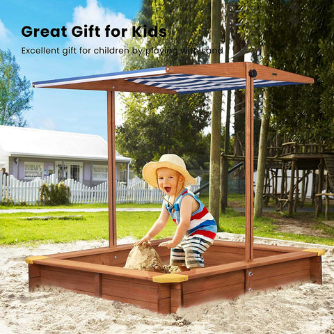 VIVOHOME Covered Wooden Sandbox 46.5 x 46.5 Inch