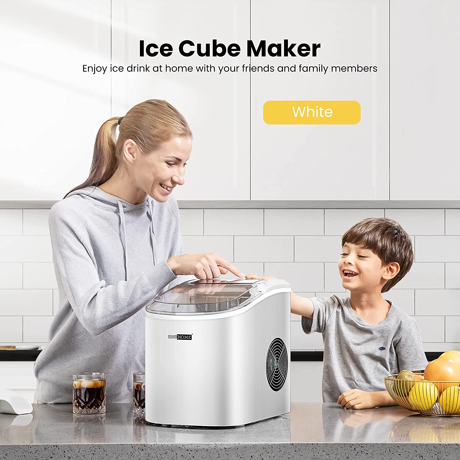 VIVOHOME Countertop Ice Maker Machine with Hand Scoop 10 Ice Bags 27lbs/Day