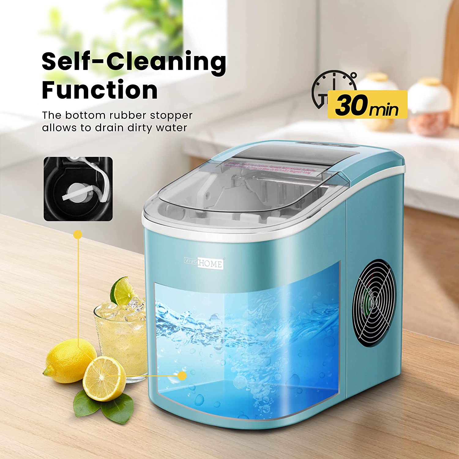 Ice Cube Makers Countertop Self-Cleaning Function Portable Machine