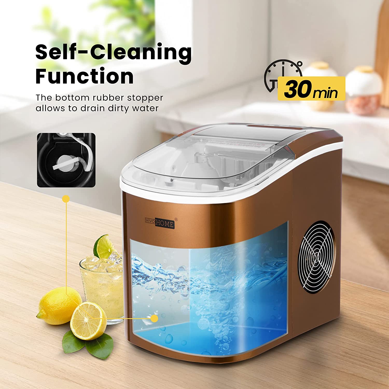 VIVOHOME 27lbs/Day Electric Portable Ice Cube Maker with Hand