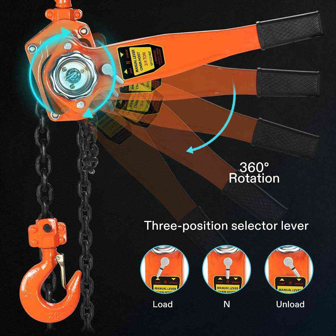 SPECSTAR Lever Chain Hoist with 2 Heavy Duty Hooks