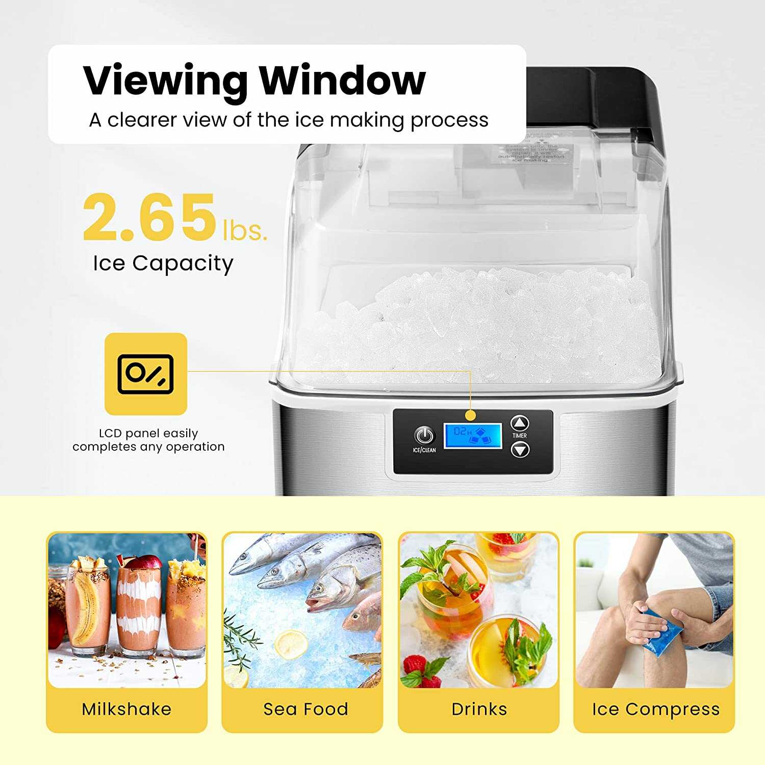 VIVOHOME Electric Portable Countertop Chewable Nugget Ice Cube Maker M