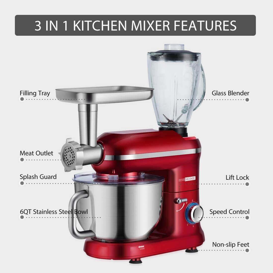 VIVOHOME Multifunctional Electric Stand Mixer