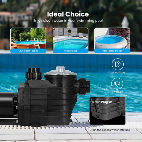 VIVOHOME 2.5 HP Swimming Pool Pump Dual Voltage 1.5 ans 2.0Inch Intlet Energy Saving with Strainer Basket