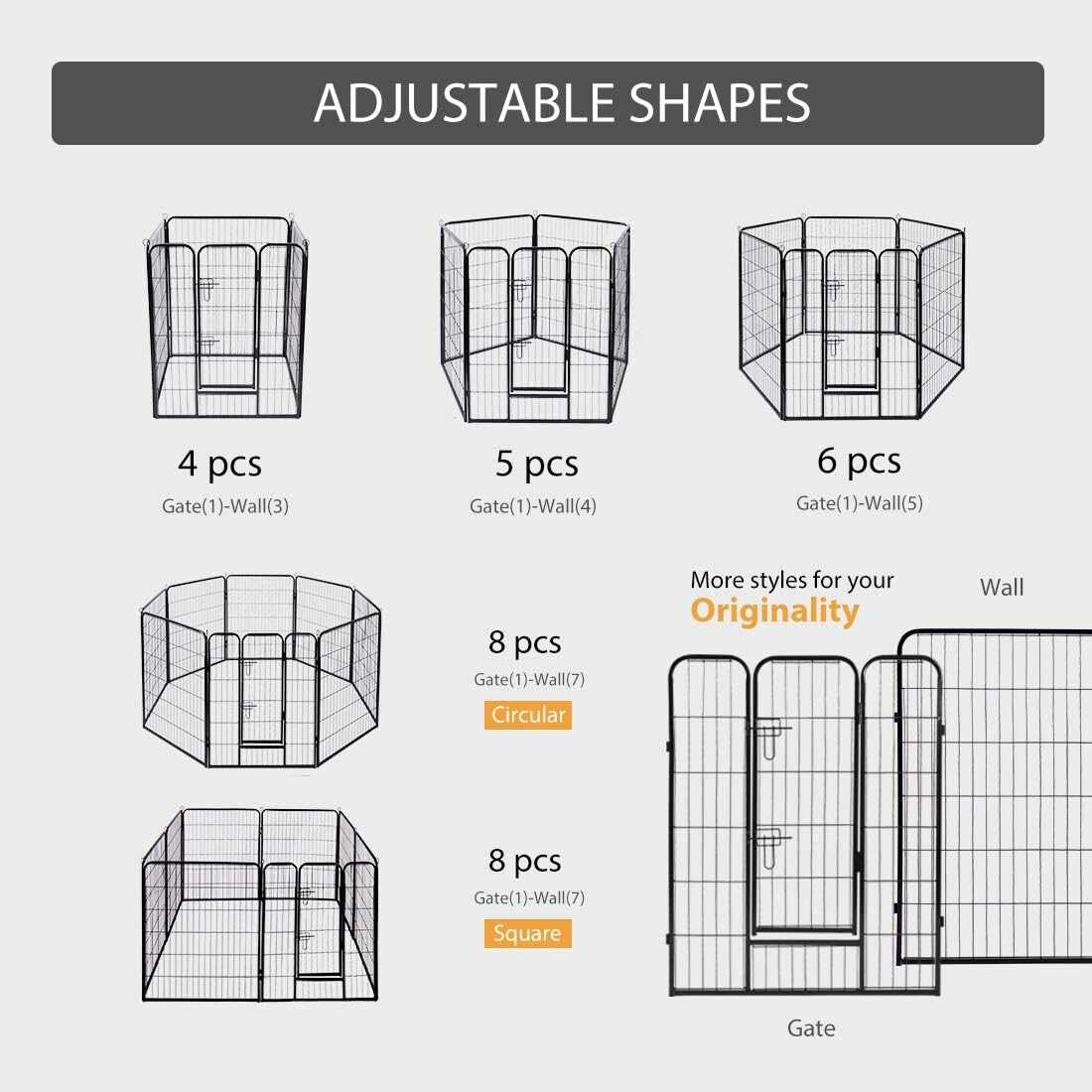 VH Foldable Metal Exercise Pet Fence Barrier Playpen Kennel 8 Panels