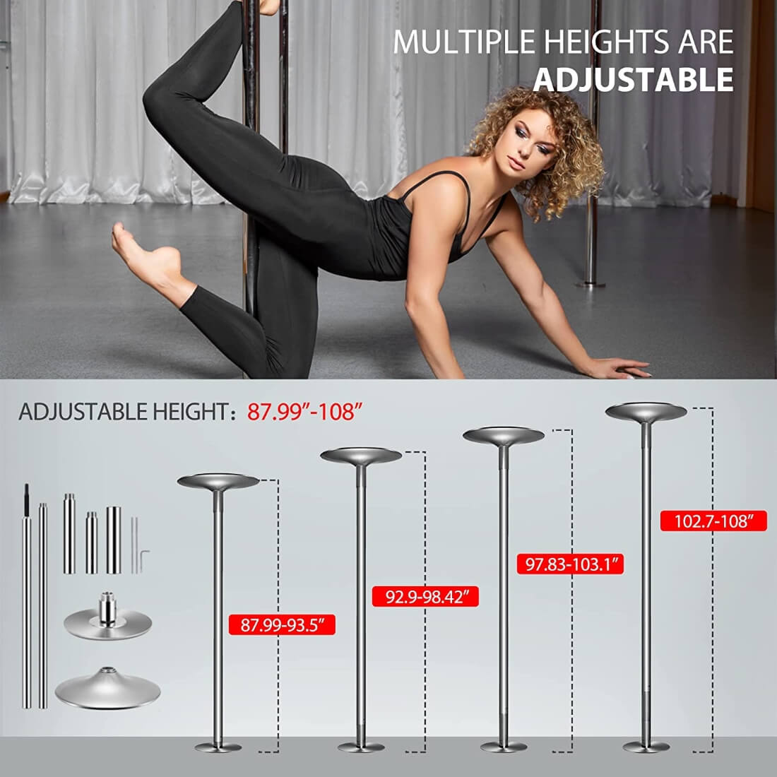 VIVOHOME Perfect Fitness Bar Portable Spinning Dance Stripping Pole for Home Fitness