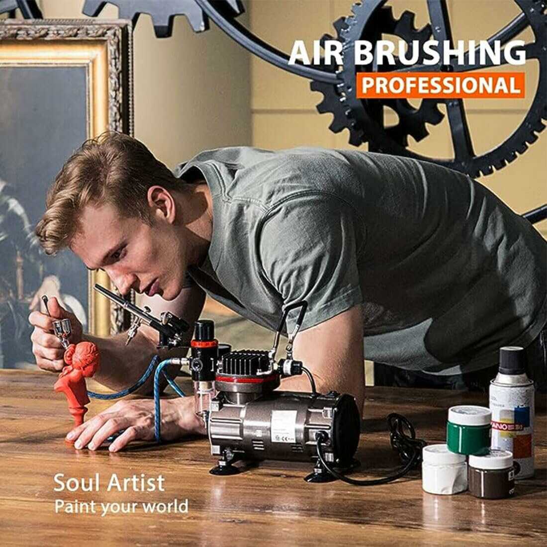 Dual Fan Air Compressor Airbrushing Acrylic Paint System Kit with 2  Airbrushes, Hose, Bundle - Foods Co.