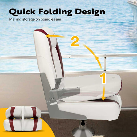 VIVOHOME Folding Low Back Boat Seats 2Pack