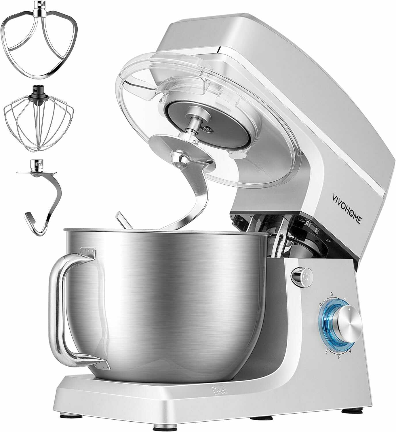 VIVOHOME 7.5 Quart Stand Mixer, 660W 6-Speed Electric Food Mixer, Gray 