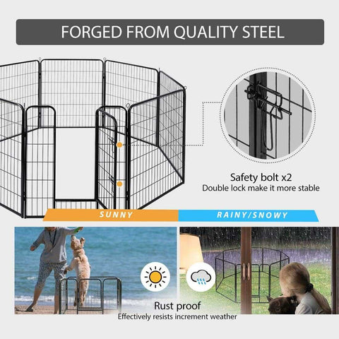 VH Foldable Metal Exercise Pet Fence Barrier Playpen Kennel 8 Panels
