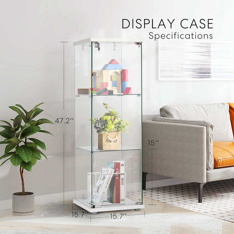 VIVOHOME Glass Countertop Display Showcase Cabinet Bookcase