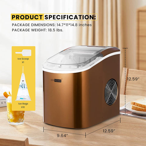 VIVOHOME Electric Portable Countertop Automatic Ice Cube Maker Machine with Hand Scoop 10 Ice Bags