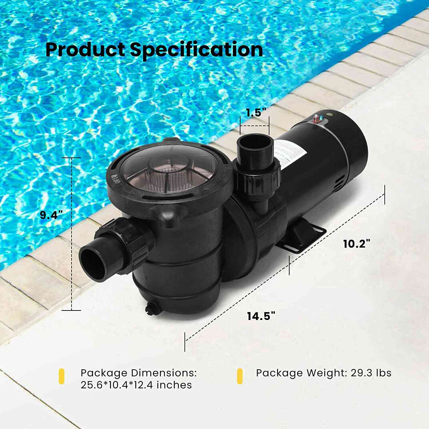 VIVOHOME 2.0 HP 6800 GPH Powerful Self Primming Dual Voltage In/Above Ground Swimming Pool Pump with Strainer Basket