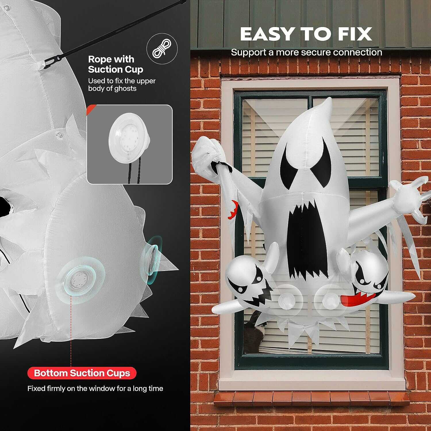 VIVOHOME 3.5ft Height Halloween Inflatable 3 Ghosts