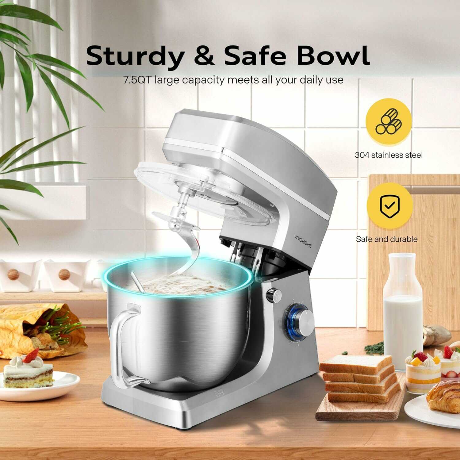 Kitchen Stainless Steel 304 Mixing Bowl Deep Design Cooking Baking Cake  Bread Salad Kitchen Mixer Bowl