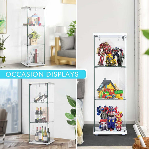 VIVOHOME Glass Countertop Display Showcase Cabinet Bookcase