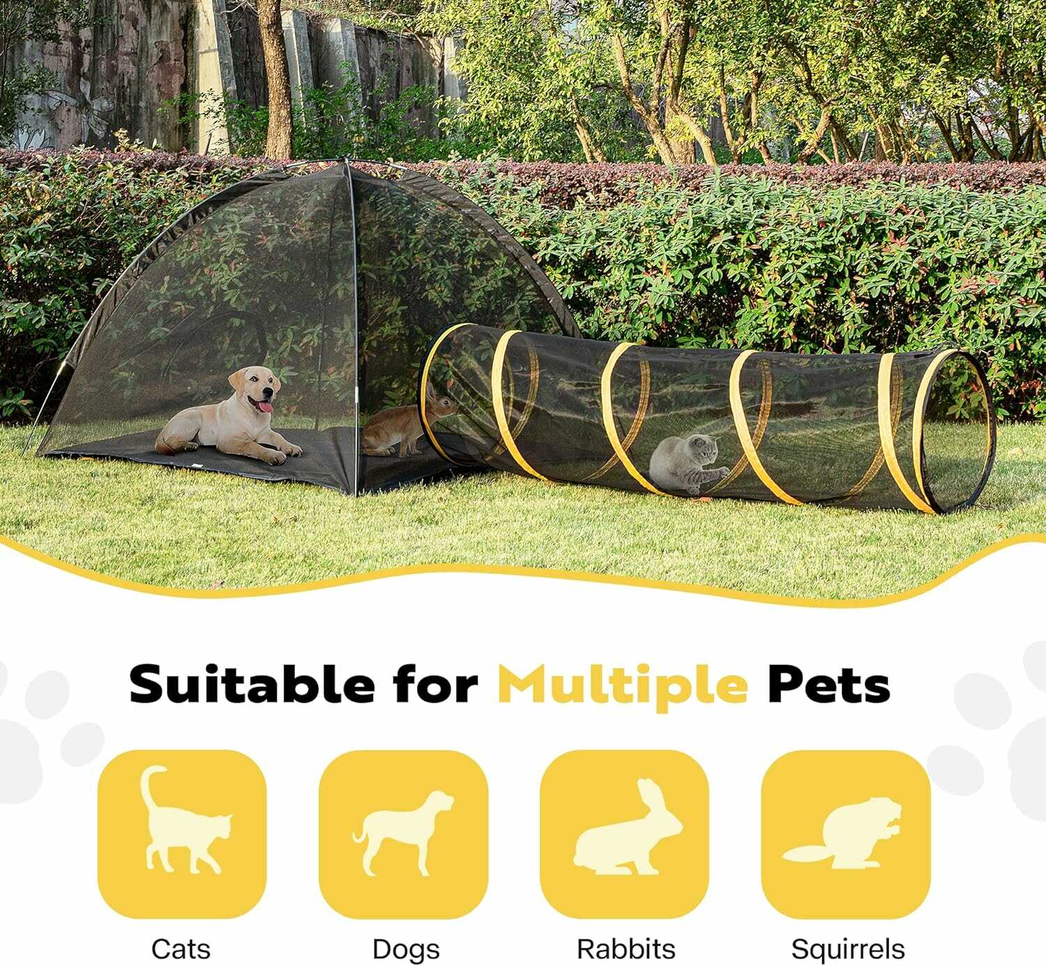 VIVOHOME Outdoor Cat Enclosures 3-in-1 Portable Catio w/Cat Tent