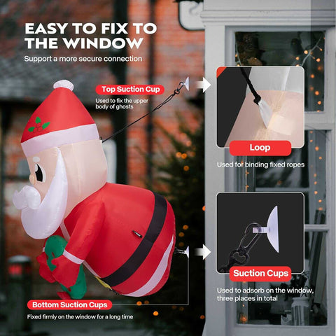 VIVOHOME 3.5ft Christmas Inflatable Santa with Wreath Broke Out from Window