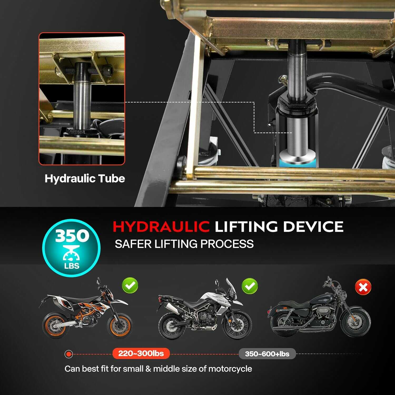 VIVOHOME Hydraulic Scissor Motorcycle Lift Table 350Lbs
