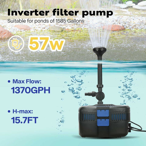 VIVOHOME 4-in-1 Pond Filter System Kits, Water Pump with Filter