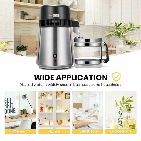 VIVOHOME Water Distiller Machine Countertop 4L 304 Stainless Steel with Smart Switch Purifier Filter