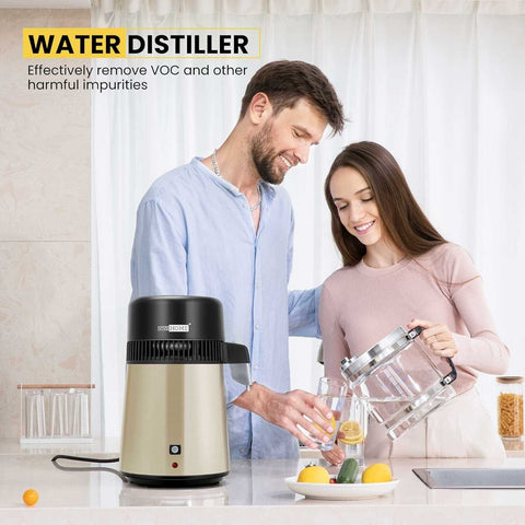 VIVOHOME Water Distiller Machine Countertop 4L 304 Stainless Steel with Smart Switch Purifier Filter