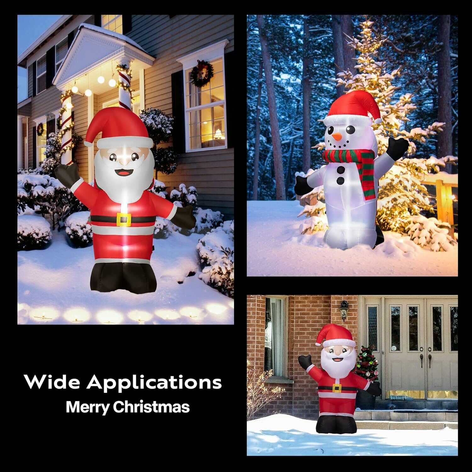 VIVOHOME 6ft Christmas Inflatable LED Lighted Santa and Snowman