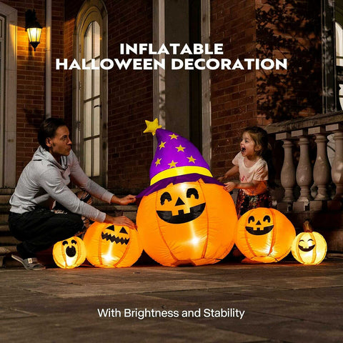 VIVOHOME 6ft Halloween Inflatable LED Lighted Pumpkin Family