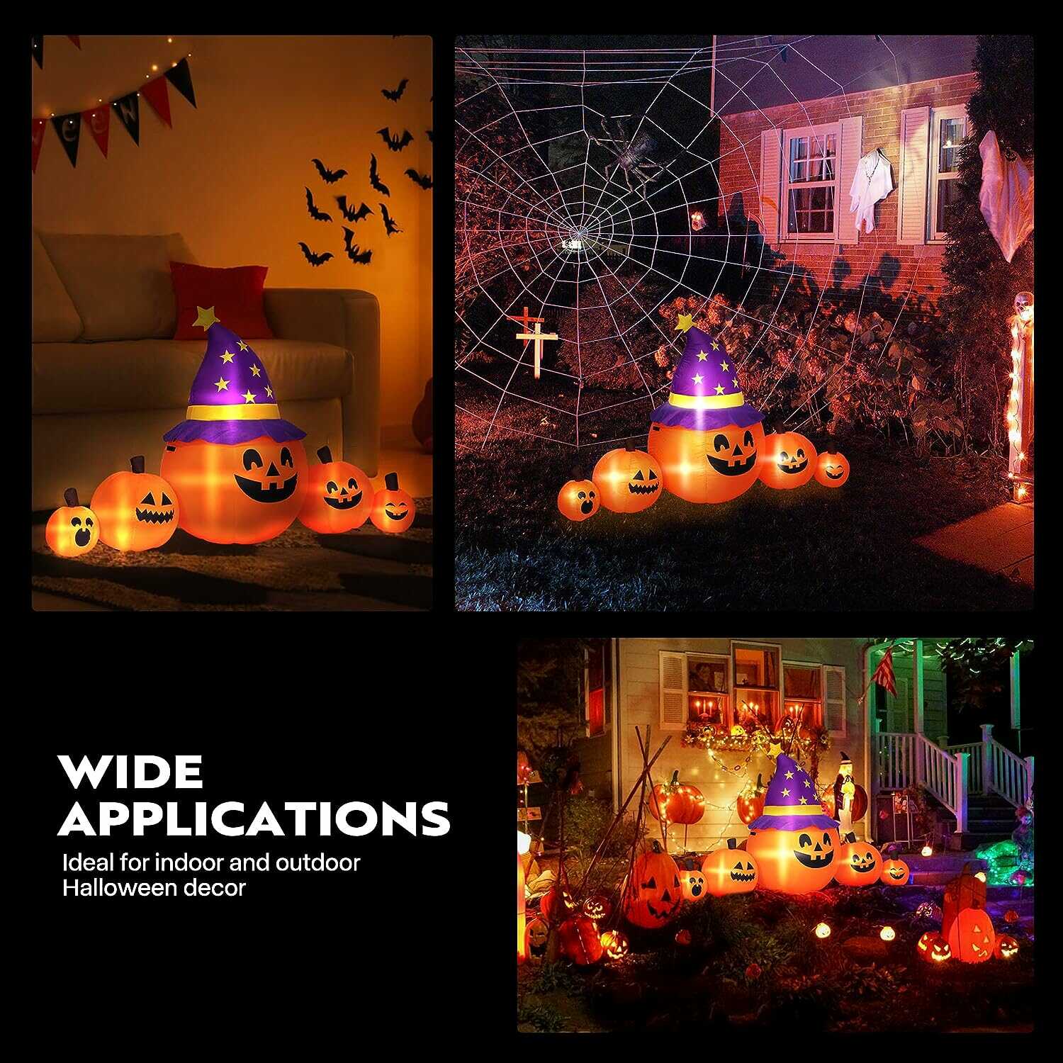 VIVOHOME 6ft Halloween Inflatable LED Lighted Pumpkin Family