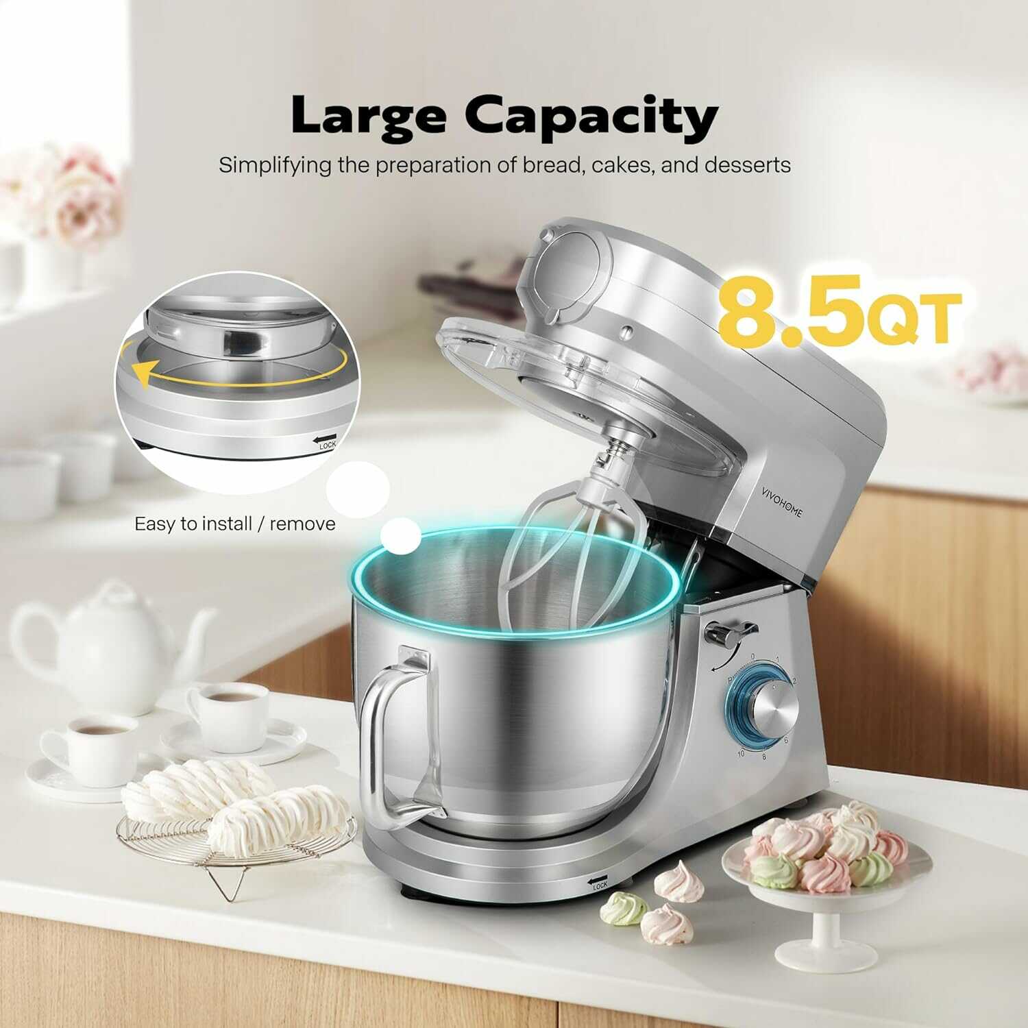  Stand Mixer, 8.5QT 8 in 1 Multifunctional Kitchen