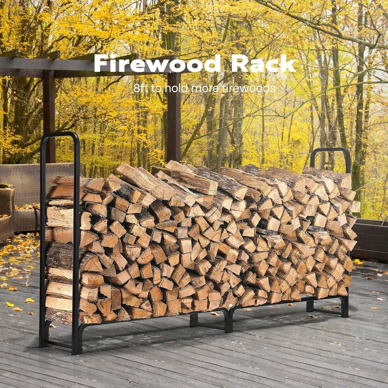 Outdoor Firewood Racks - 2 Pack Log Storage Rack Bracket Kit, Rust