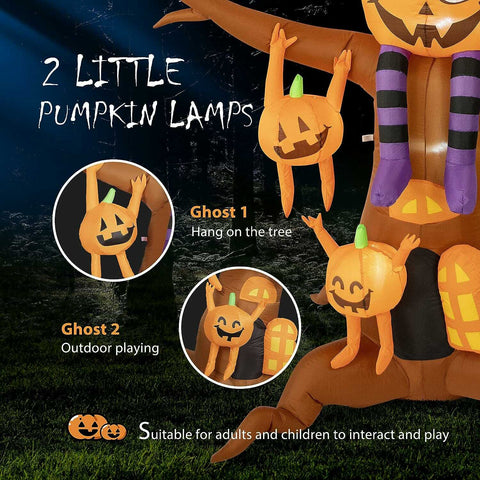 VIVOHOME 8ft Height Halloween Inflatable Tree with Pumpkin Ghost Elf and Tomb