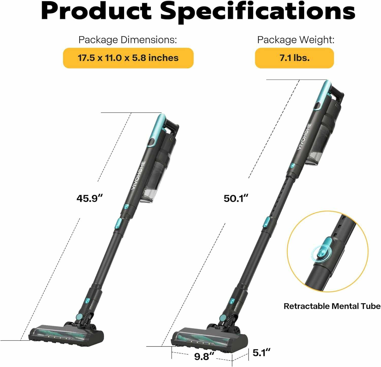 VIVOHOME Handheld Cordless Vacuum Cleaner with 3 Suction Modes